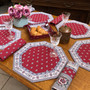 Marat Bastide Burgundy Quilted Bordered Placemat Octogon Made in France