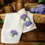 Provence Embroidered Waffle Tea Towel 1pc Lavender Ecru
