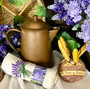 Provence Embroidered Waffle Tea Towel 1pc Lavender Ecru