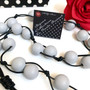 Boho Grey Bubbles Wood Necklace 30cm long +15cm extension