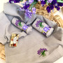 Provence Embroidered Waffle Tea Towel 1pc Lavender Grey