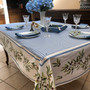 Nyons Blue/White French Tablecloth 155x300cm 10Seats COATED Made in France