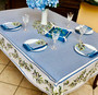 Nyons Blue/White French Tablecloth 155x300cm 10Seats  Made in France