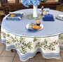 180cm Round French Tablecloth Cotton Nyons Blue/White Made in France