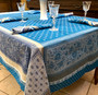 Massila Blue Jacquard French Tablecloth 160x200cm 6seats Made in France