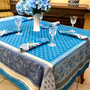 Massila Blue Jacquard French Tablecloth 160x200cm 6seats Made in France