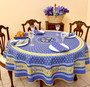 Marat Bastid Blue French Tablecloth Round 230cm Made in France