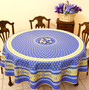 Marat Bastid Blue French Tablecloth Round 230cm Made in France