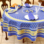 Marat Bastid Blue French Tablecloth Round 230cm COATED Made in France