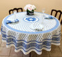 Marat Bastid White French Tablecloth Round 230cm COATED Made in France