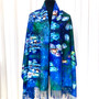 Claude Monet Water Lilies Dark Blue Masterpiece Thick Soft Shawl/Wrap in Giftbox