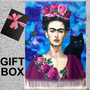 Frida Kahlo Selfportrait with Cat Art Thick Soft Shawl Scarf  in Giftbox