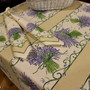 Lavender Ecru Square FrenchTablecloth 150x150cm Made in France
