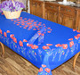 Poppy Blue French Tablecloth 155x250cm 8seats COATED Made in France