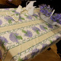 Lavender Ecru French Tablecloth 155x300cm 10seats COATED Made in France