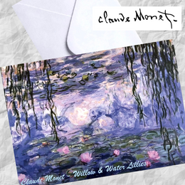 Willow and Water Lilies Nympheas Claude Monet Folded Greeting Card
