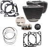 S&S CYCLE 129" Cylinder Kit - 4.375" Stroke - Wrinkle Black w/Highlighted Fins - M8 