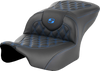 Saddlemens Roadsofa™ Seat for FLTR/FLHX 2023-2026 – Blue Lattice Stitch
