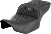 SADDLEMEN Roadsofa™ Extended Reach Seat for FLTR/FLHX '23-'26 – Gray Stitch, Lattice Design