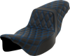 SADDLEMEN Step-Up Seat with Lattice Stitch in Blue for FLH/FLT 2008-2023