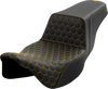SADDLEMEN Step-Up Seat with Honeycomb Pattern for Harley FL 2008-2023