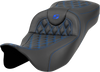 SADDLEMEN Extended Reach Roadsofa™ Seat with Lattice Stitch - Blue Stitch for FL 2008-2023