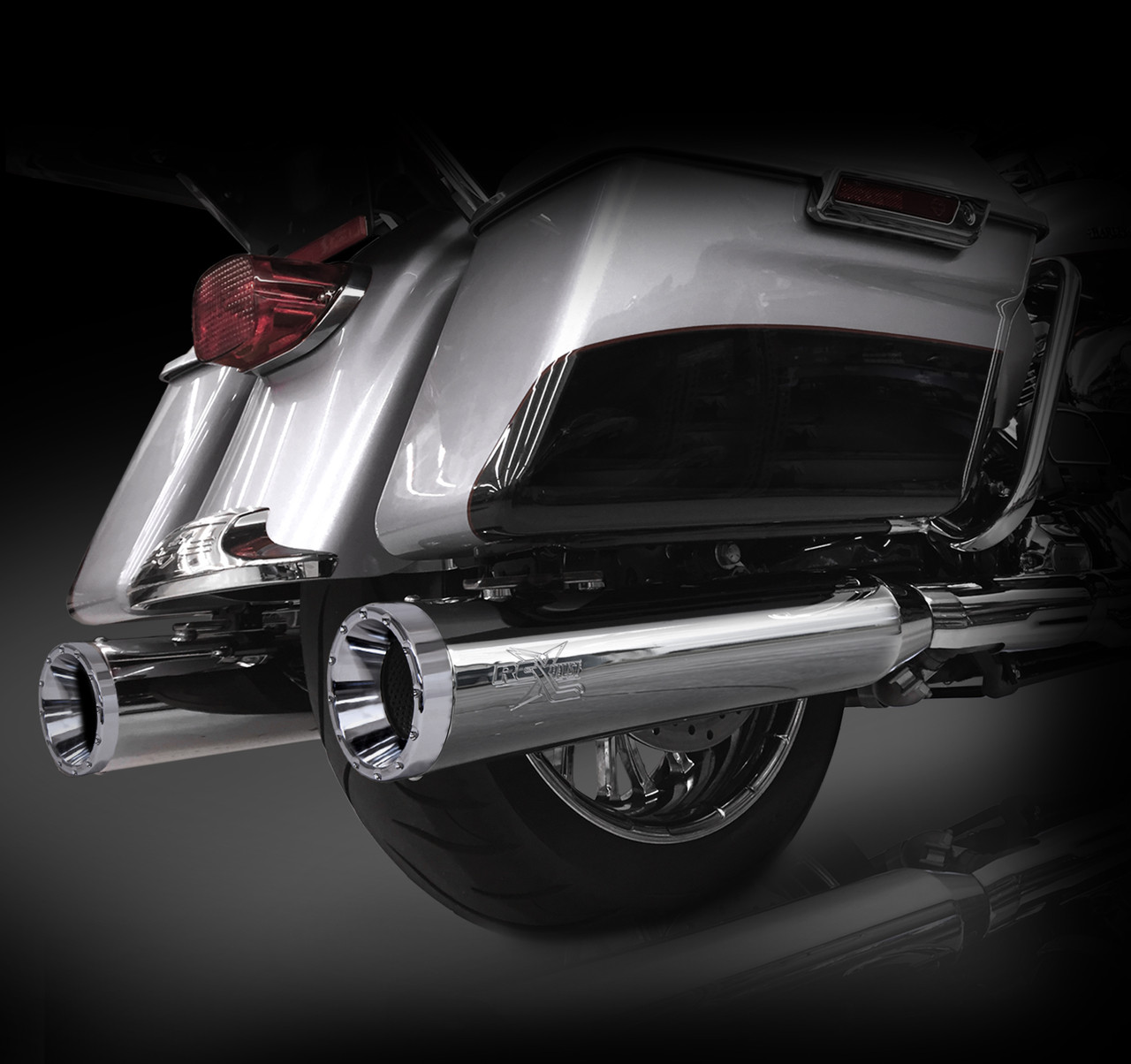 RCコンポーネンツ RCX 4.5インチ スリップオンマフラー ライバル RCX Exhaust 4.5 Inch Slip-on Mufflers for 2017 HD Touring Models