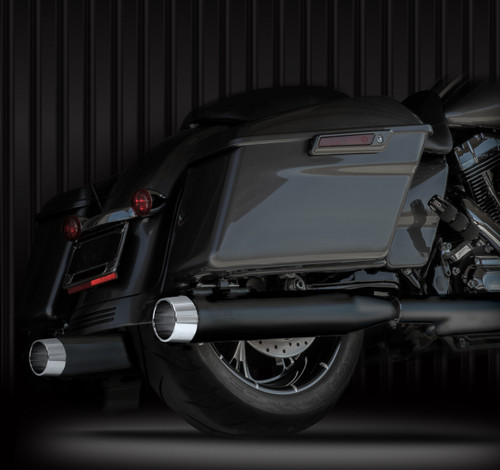 RCX Exhaust 4.0" Slip-on Mufflers, Ceramic Black with Blitz chrome tips. RCX Exhaust 4.0" Slip-on Mufflers, Ceramic Black with Blitz chrome tips.