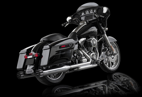 RCX Exhaust 4.5" Slip-on Mufflers, Chrome with Gatlin Eclipse Tips. RCX Exhaust 4.5" Slip-on Mufflers, Chrome with Gatlin Eclipse Tips.