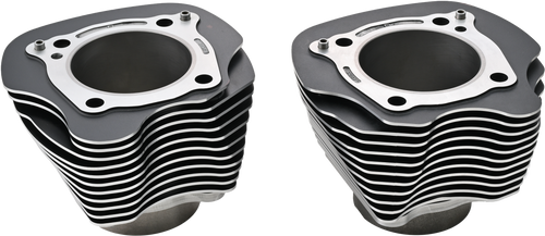 HardDrive Big Bore Cylinder M8 124 Black with Machined Fins for Harley Davidson