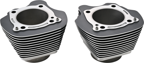 HardDrive Big Bore Cylinder M8 124 Black with Machined Fins for Harley Davidson