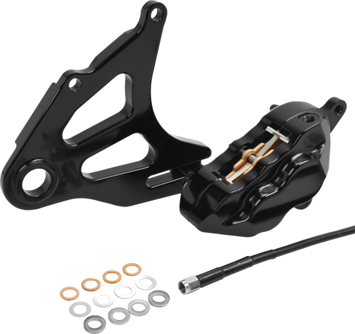 HAWG HALTERS INC - 4-Piston Rear Caliper Kit with Black Finish- '18-'23 Softail