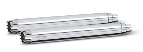 RCX Exhaust 4.0" Slip-on Mufflers, Chrome with Excalibur chrome tips. RCX Exhaust 4.0" Slip-on Mufflers, Chrome with Excalibur chrome tips.