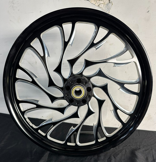 21x2.15 Alien Eclipse Wheel – Black with Machined Accents | Fits Harley Low Rider, Street Bob, Dyna, Sportster & More