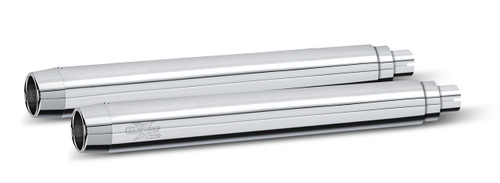 RCX Exhaust 4.0" Slip-on Mufflers, Chrome with Blitz chrome tips. RCX Exhaust 4.0" Slip-on Mufflers, Chrome with Blitz chrome tips.