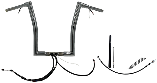 FAT BAGGERS INC. EZ Install Wired 1-1/2-Inch Flat Top Handlebar Kit - 16 Inches, Chrome