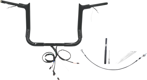 FAT BAGGERS INC. EZ Install Wired 1-1/2-Inch Pointed Top Handlebar Kit - 12 Inches - Black (Part Number: 812012-B)