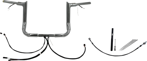 FAT BAGGERS INC. EZ Install Wired 1-1/2-Inch Pointed Top Handlebar Kit - 12 Inches Chrome Model 812012
