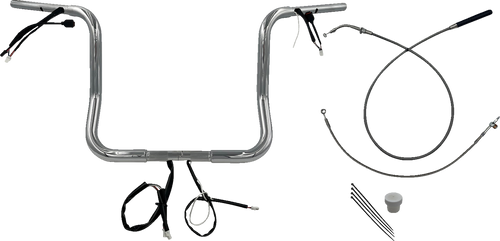 FAT BAGGERS INC. 1-1/4" EZ Install Round Top Handlebar - 14" Chrome 
