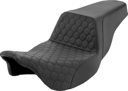 SADDLEMEN Step-Up Seat with Honeycomb Pattern for Harley FL 2008-2023
