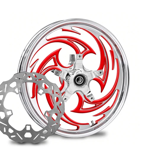 Savage Chrome- Red Kolor Pop- Harley Touring with Chop Cut performance rotors