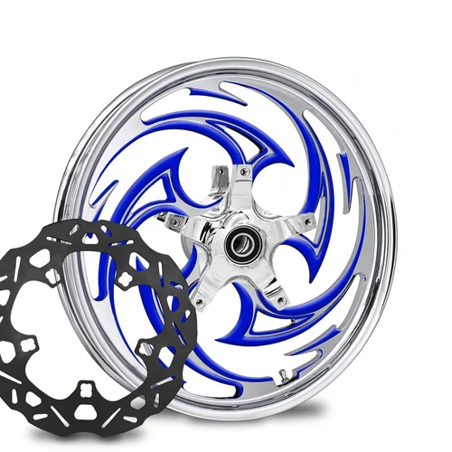 Savage Chrome -  Blue  Kolor Pop  with Black Ti Chop Cut performance rotors