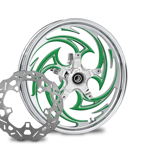 Savage Chrome -  Green   Kolor Pop  with Chop Cut performance rotors