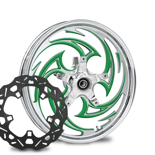 Savage Chrome -  Green Kolor Pop  with Black Ti Chop Cut performance rotors