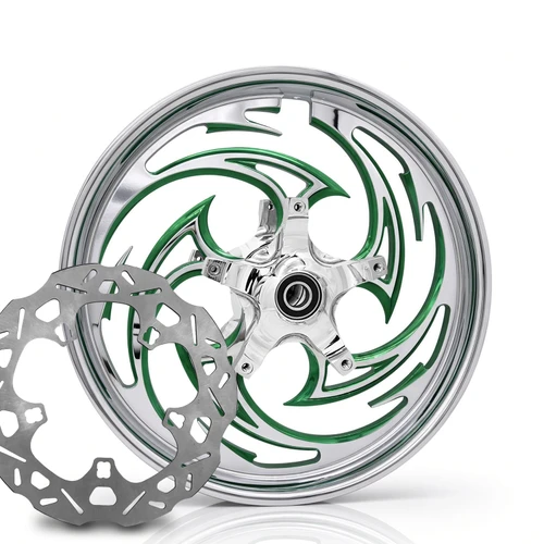 Savage Chrome- Green Kolor Pop with Chop Cut performance brake rotors