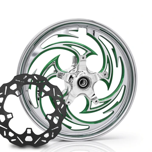 Savage Chrome- Green Kolor Pop with Black Ti Chop Cut performance brake rotors