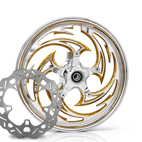 Savage Chrome -  Gold Kolor Pop  with matching Chop Cut performance brake rotors