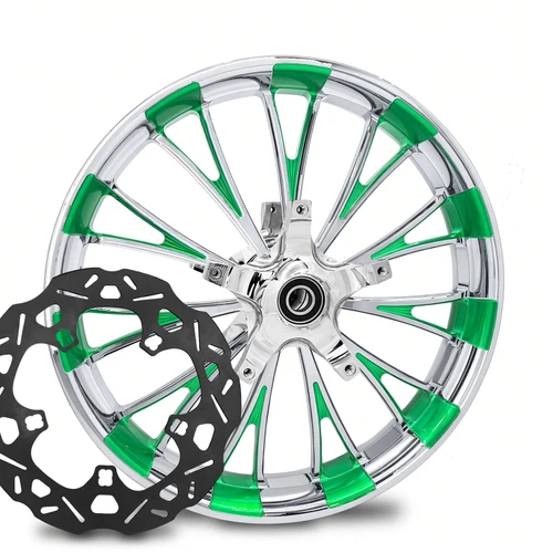 Dynasty Chrome-  Green Kolor Pop with Black Ti Chop Cut performance rotors