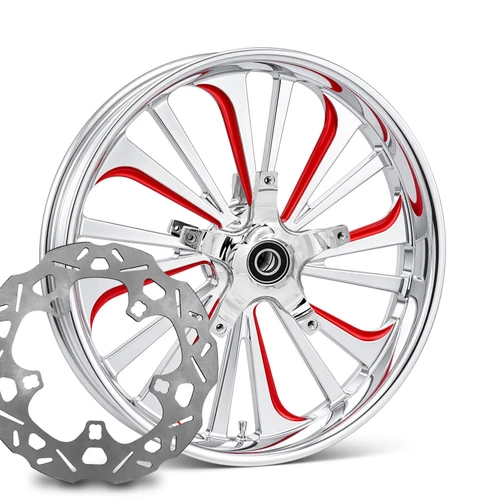 Dillinger Chrome Red Kolor Pop with Chop Cut performance brake rotors