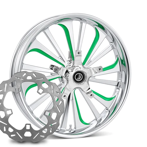Dillinger Chrome Green Kolor Pop  with Chop Cut performance brake rotors